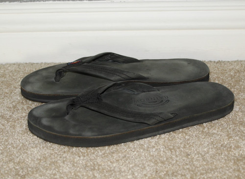 Rainbow Sandals Single Layer Premier Leather Mens Large (9.5-10.5-Black)