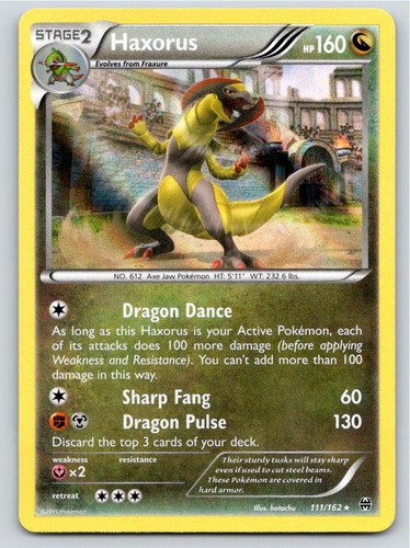 2015 POKEMON HAXORUS BREAKTHROUGH 111/162 REVERSE HOLO R NM A78876 FREE S&H