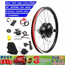 20 inch LED Rear Wheel Motor Hub Electric Bicycle E-Bike Conversion Kit 36V 250W