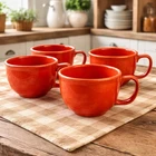 Vtg Fiesta Persimmon Jumbo Mugs - Set 4 -  18 oz Homer Laughlin Fiestaware - USA