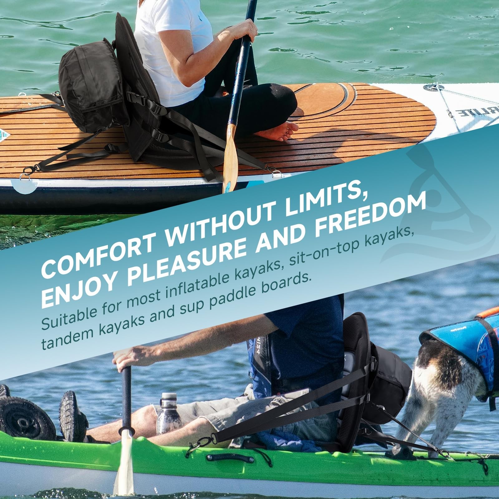 Kayak Seat with Back Support, Universal for Sit-on-Top, Paddleboard, Canoe, SUP