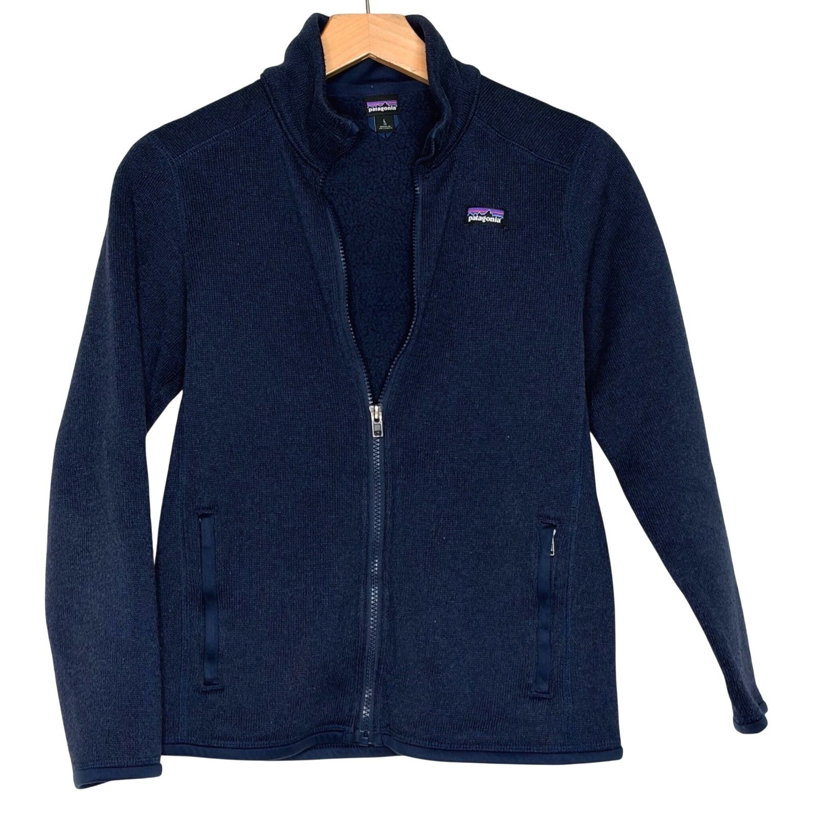 Patagonia Fleece Jacket Full Zip Navy Blue Kids Size Large