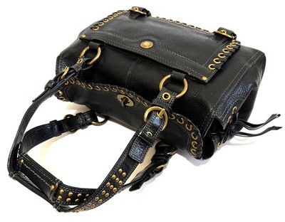 RARE Coach Vintage Y2K Chelsea Blk Studded Laced Leather Tote Bag