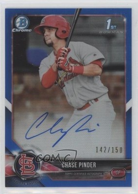 2018 Bowman Chrome Prospect Blue Refractor /150 Chase Pinder #BCPA-CP Auto 0t2