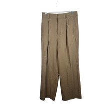 Everlane Womens Tan High Rise Pleated Wide Leg Trouser Pants Khaki Beige Size 10