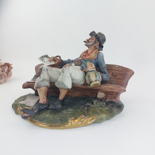 Capodimonte Figurine Old Man on Bench –6.7" Vintage Italian Ceramic Sculpture - Picture 5 of 24