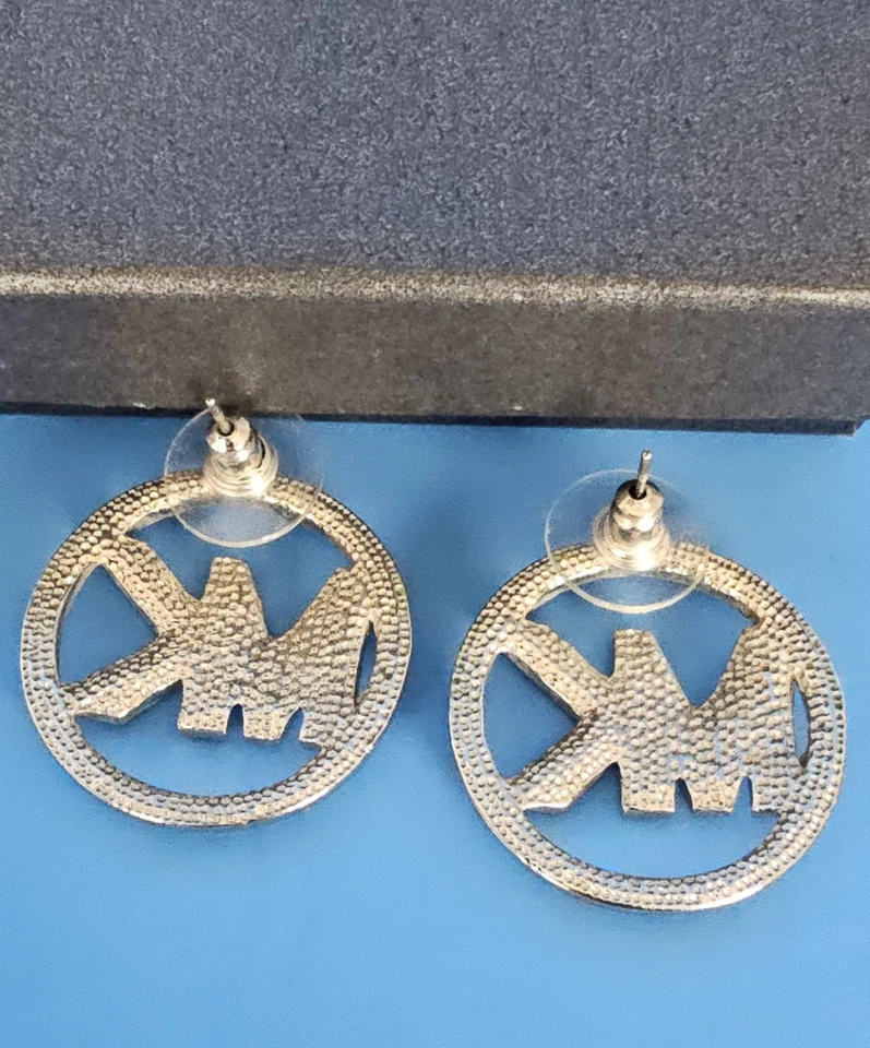 Michael Kors Large Logo Silver Tone Metal Stud Earrings w/Box - Image 4 of 4