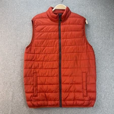 Swiss Tech Puffer Vest Lightweight Insulated Orange Outdoor Hiking Mens MEDIUM