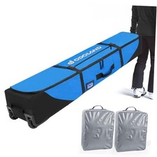 Rolling Ski Bag, Padded Snowboard Bags with Wheels for Air Travel, 170cm Blue