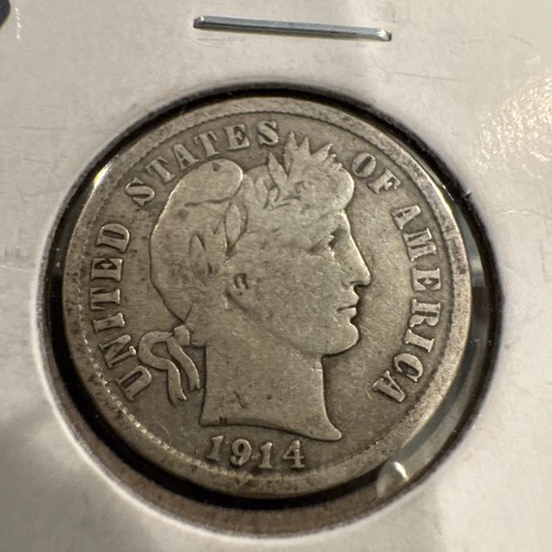 1914 D Barber Dime 90% Silver 10c Fine