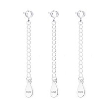 3 Pcs Necklace Extender, 925 Sterling Silver Extension for Jewelry Necklace Brac