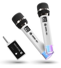 Wireless Microphones, Microphone with One-to-One Chip Connection and LED Ligh...