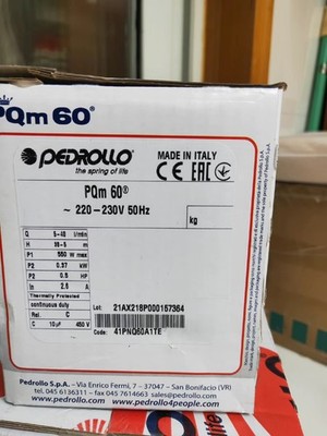 1PC  Pedrollo PQ60 Electric Peripheral Oil Pump 0.5HP Brass Impeller 380V 50Hz