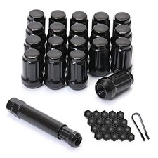 Acorn M12x1.5 Black Spline Lug Nuts - Set of 20, 1.38" Long, Fit for Honda
