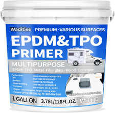 EPDM and TPO Primer White, Multi-Purpose RV Roof Primer, Use on Rubber, Wood, Fi