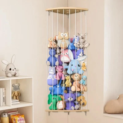 DECORDWELL Aufbewahrungsregal aus Holz für Plüschtiere Kuscheltier Aufbewahrung Ecke län...