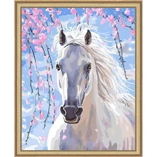 Adbrain White Horse Paint by Number Kit