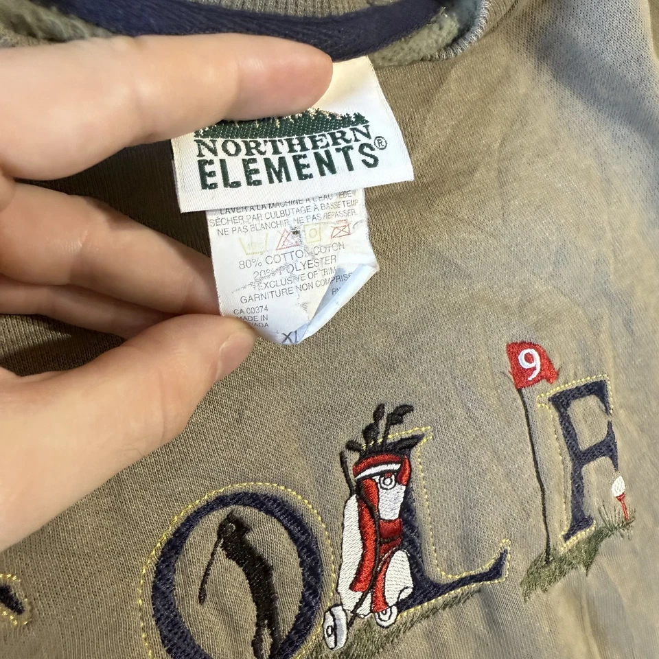 Sudadera Northern Elements Golf Hombre Beige Talla XL Vintage Años 90 Bordada Foto 2 de 3