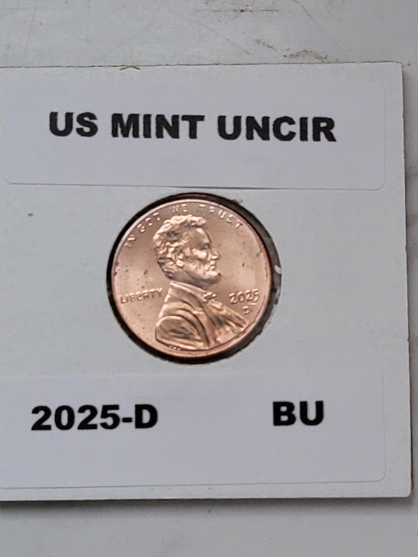 2025 D BU Lincoln Shield Cent Penny  From Sealed Bank Roll In 2x2 Holder