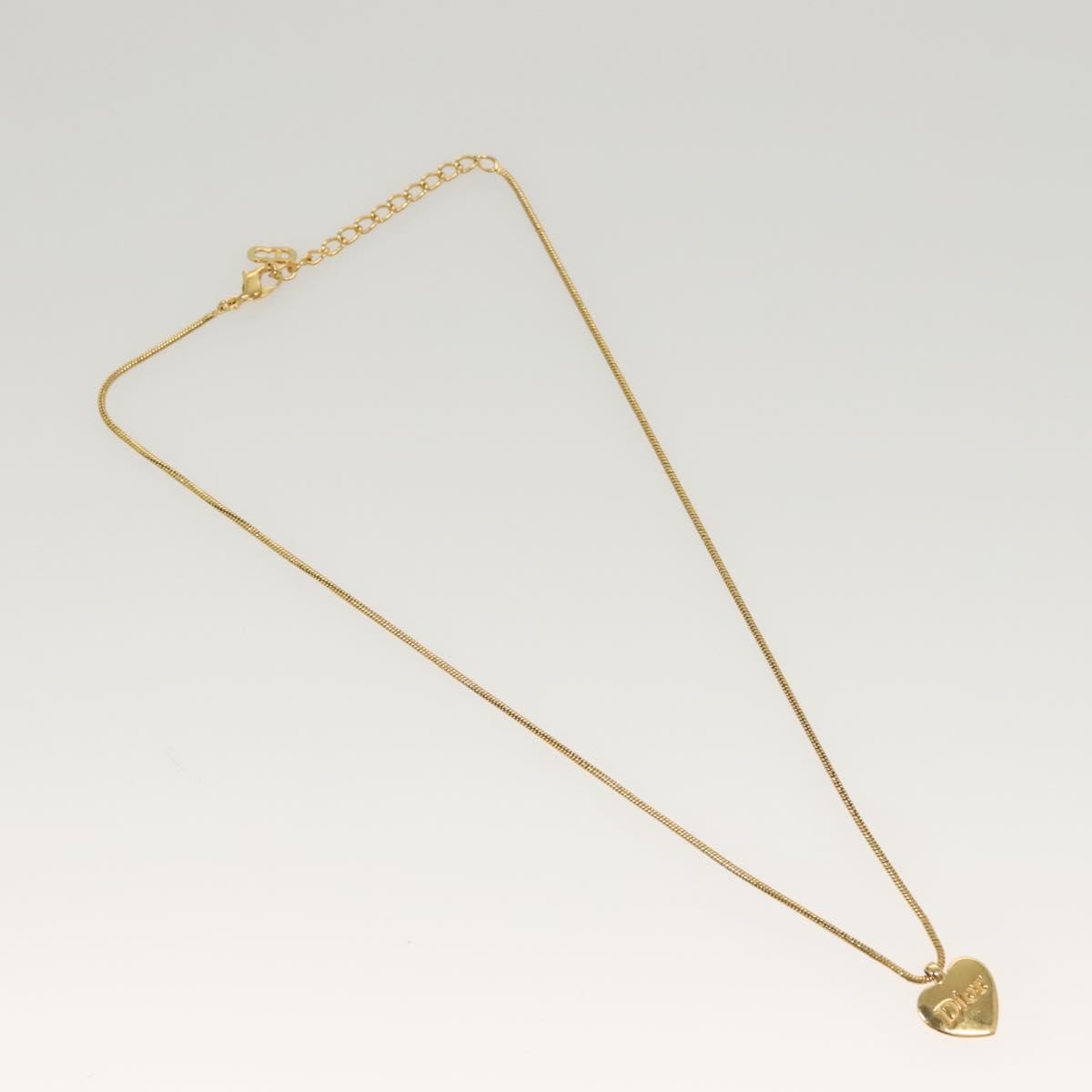 Christian Dior Logo Heart Pendant Necklace Metal Gold Metal Jewelry Pre-Owned 312$