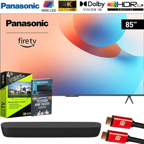 Panasonic W95 85" Mini LED 4K UHD Smart Fire TV (2024) + Compact Soundbar Bundle