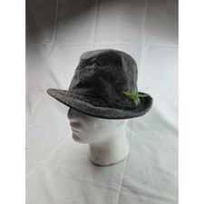 VTG STETSON Equalizer Fedora Hat Wool Blend Feather Dark Gray Tweed Men  s Size 7