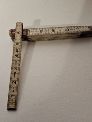 Vintage Lufkin Rule Co No. 160 Wood Folding Ruler with Brass Joints Red End READ