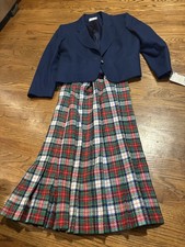 Vintage Pendleton Tartan Plaid Wool Blazer Plaid Skirt Suit Set Size 16