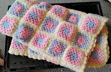 Handmade granny square Crochet Baby Blanket 36x44 Swaddle warm heavy blanket