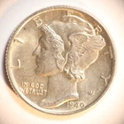 1940 P Mercury Dime 10C Cents Coin Silver, AU++, Full Bands!