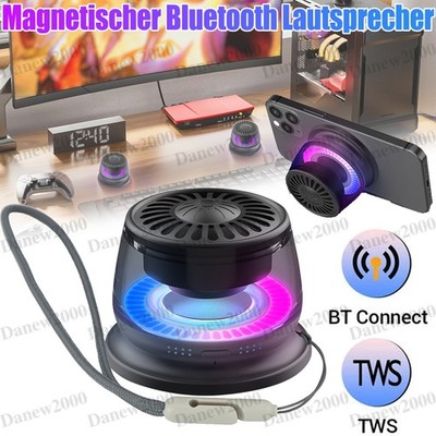 Magnetischer Bluetooth Lautsprecher Tragbarer Mini Speaker RGB TWS Magnetring