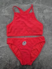 Mädchen Bikini Neonpink Zweiteiler Sommer Blümchen Gr. 170/176