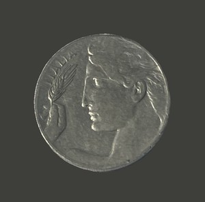 1921 Italy 20 Centesimi Nickel Coin