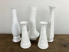 Vintage Milk Glass Bud Vases Assorted Styles Set of 5