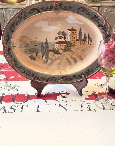 Certified Int'l Pamela Gladding "Tuscan Landscape" Ceramic Oval Platter 16" - Picture 16 of 20