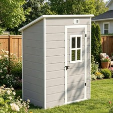 5x3 FT Resin Outdoor Storage Shed with Floor Waterproof Lockable Plastic Tool