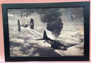 RARE Impale Design Star Wars & WW2 Mash Up Print 11X17 Death Star & Tie Fighter