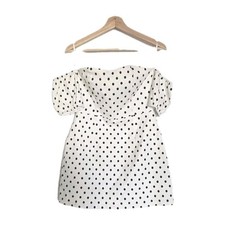 Lulus Mini Polkadot Dress Size Medium Rockabilly Wht Blk Sweetheart Neckline