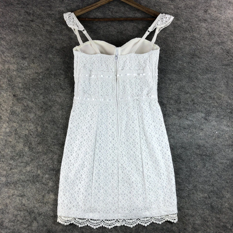 Vestido Bustier Guess Blanco Encaje Mini Cóctel Fiesta Talla 6 Foto 3 de 4
