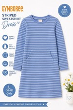 Gymboree Sweatshirt Dress Girls 10 12 Blue White Stripe Pockets NWT