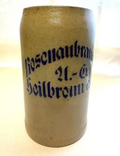 Alter Steingut Bierkrug  Rosenau Brauerei Heilbronn 0,8 L antik Sammelstück rar
