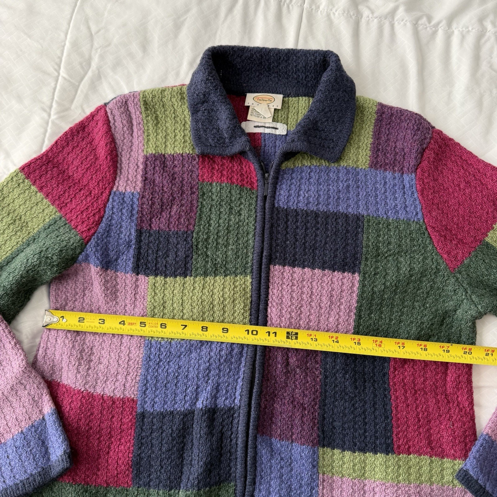 Talbots 100% Wool Patchwork Zip Jacket L Multicol… - image 7