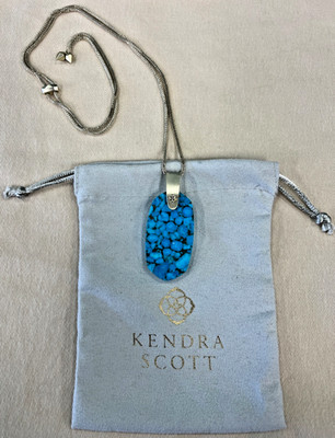 KENDRA SCOTT Inez Adjustable Pendant Necklace Bronze Veined Turquoise Gold-Tone