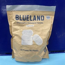BLUELAND Dishwasher Detergent Tablets, 120 Count, Unscented 100% Plastic-Free