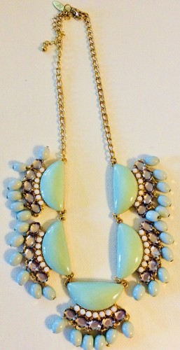 NY signed Blue Statement Bib Necklace - Picture 2 of 5