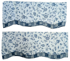 "Lote 2 cenefas Waverly Williamsburg Nassau florales rayas porcelana azul 78"" x 17"""