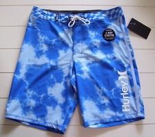 Hurley Blue Phantom 4 Way Stretch Quick Dry Swim Trunks Board Shorts Sz 20