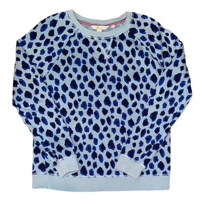 Pullover Sweater Blue Leopard Print 