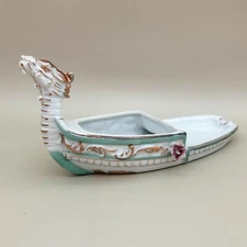 Hand Painted Dragon Boat Ashtray Porcelain Gondola