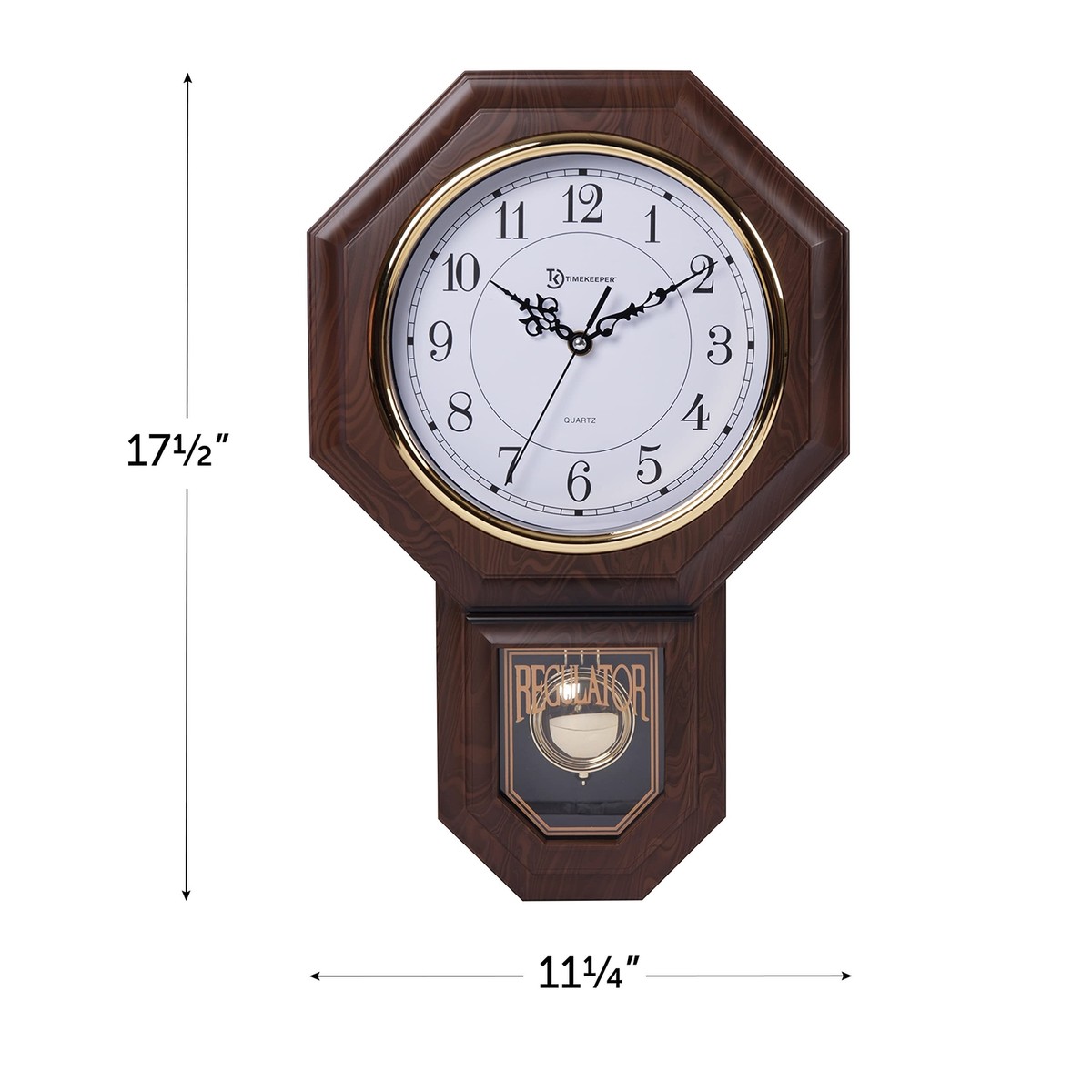 Timekeeper Essex Westminster Chime Faux Wood Pendulum Wall Clock
